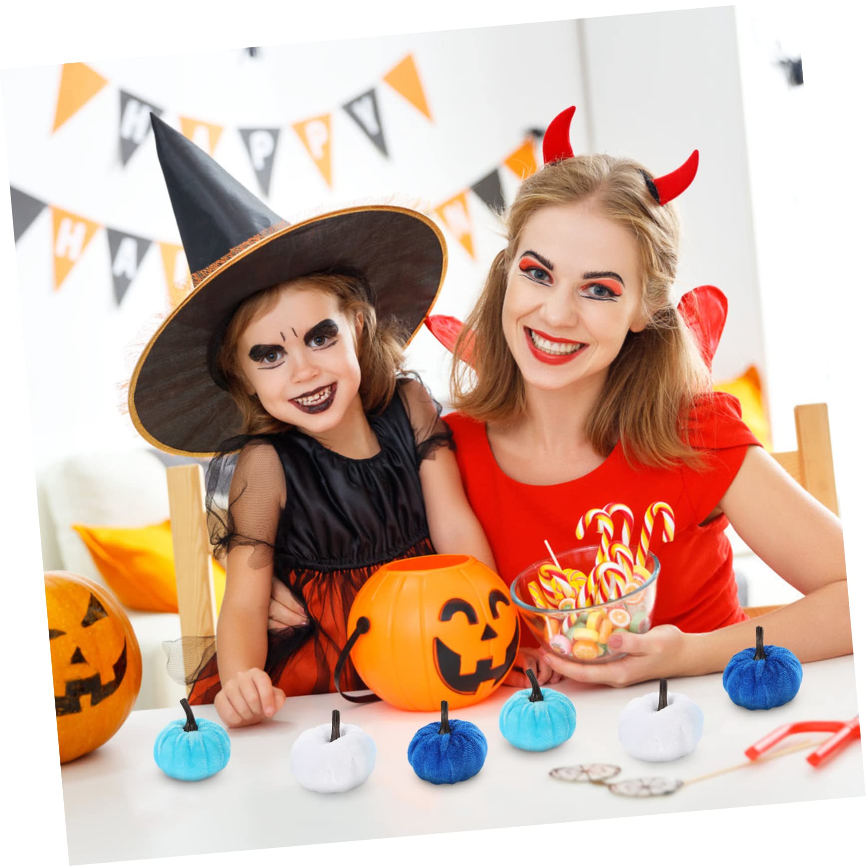 Cabilock 60 Piezas Calabaza de Franela de simulación Calabaza de simulación Juguete de Calabaza decoración Calabaza Halloween decoración Halloween casa DIY decoración artesanías de Calabaza