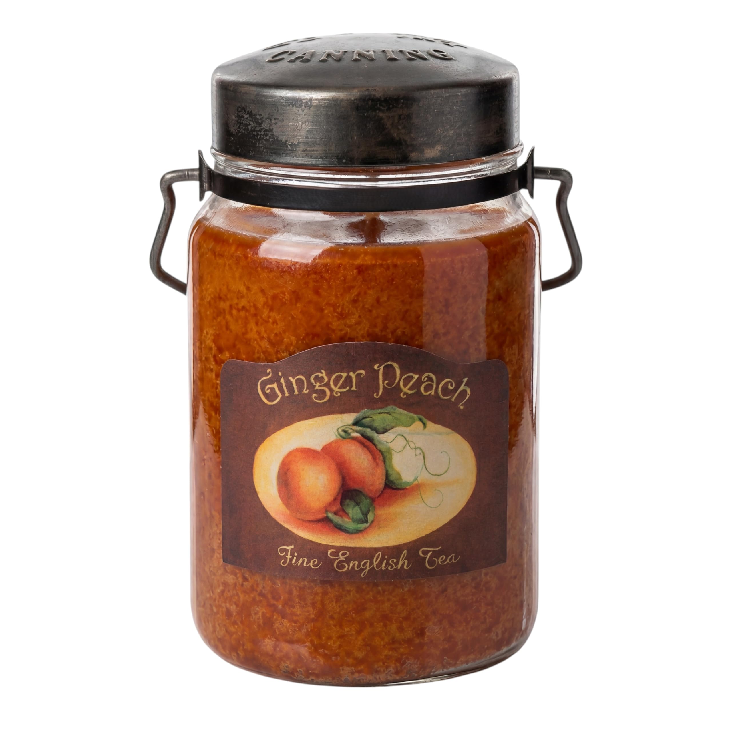McCall’s Candles | Ginger Peach | 26 oz Scented Candle | USA-Poured | Vintage Rustic Jar with Carrying Handle | Sweet Peach, Brown Sugar &amp; Ginger Spice Fragrance