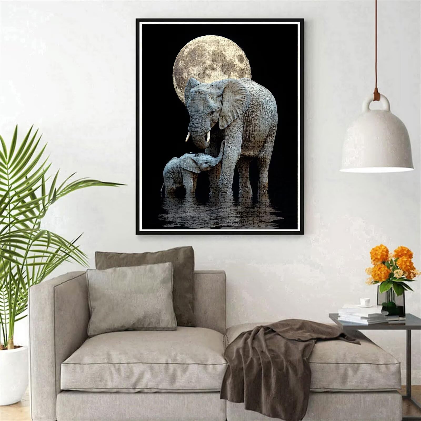 Puzzle 2000 elementów, słoń, puzzle dla dorosłych, drewniane puzzle klasyczne puzzle księżyc Jigsaw puzzle dla dorosłych i dzieci, sprytne puzzle drewniana Jigsaw, gra zręcznościowa dla całej rodziny