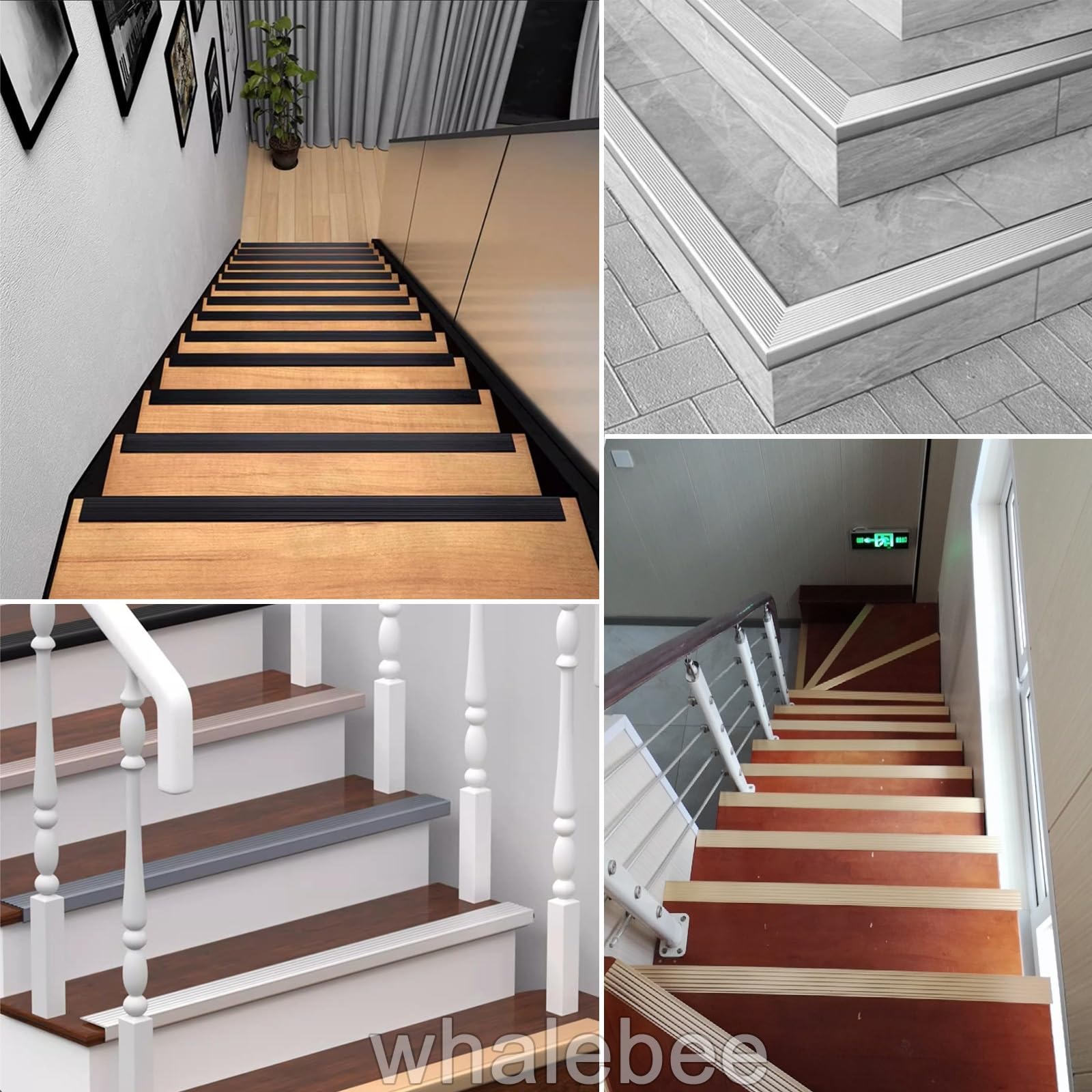 Perfil para Escaleras Antideslizante Perfil De Borde De Escalera, Protección De Bordes En L Forma para Escaleras, Peldaños, Umbrales - Cantonera Protector De Escaleras Interior Y Exterior