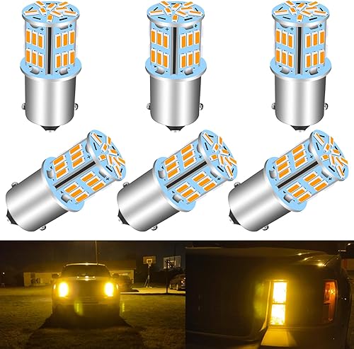 UNXMRFF Bombilla LED ámbar 1156 de señal de giro BA15S 7506 1003 1141 P21W bombilla de repuesto para luces intermitentes, luces de marcador lateral,