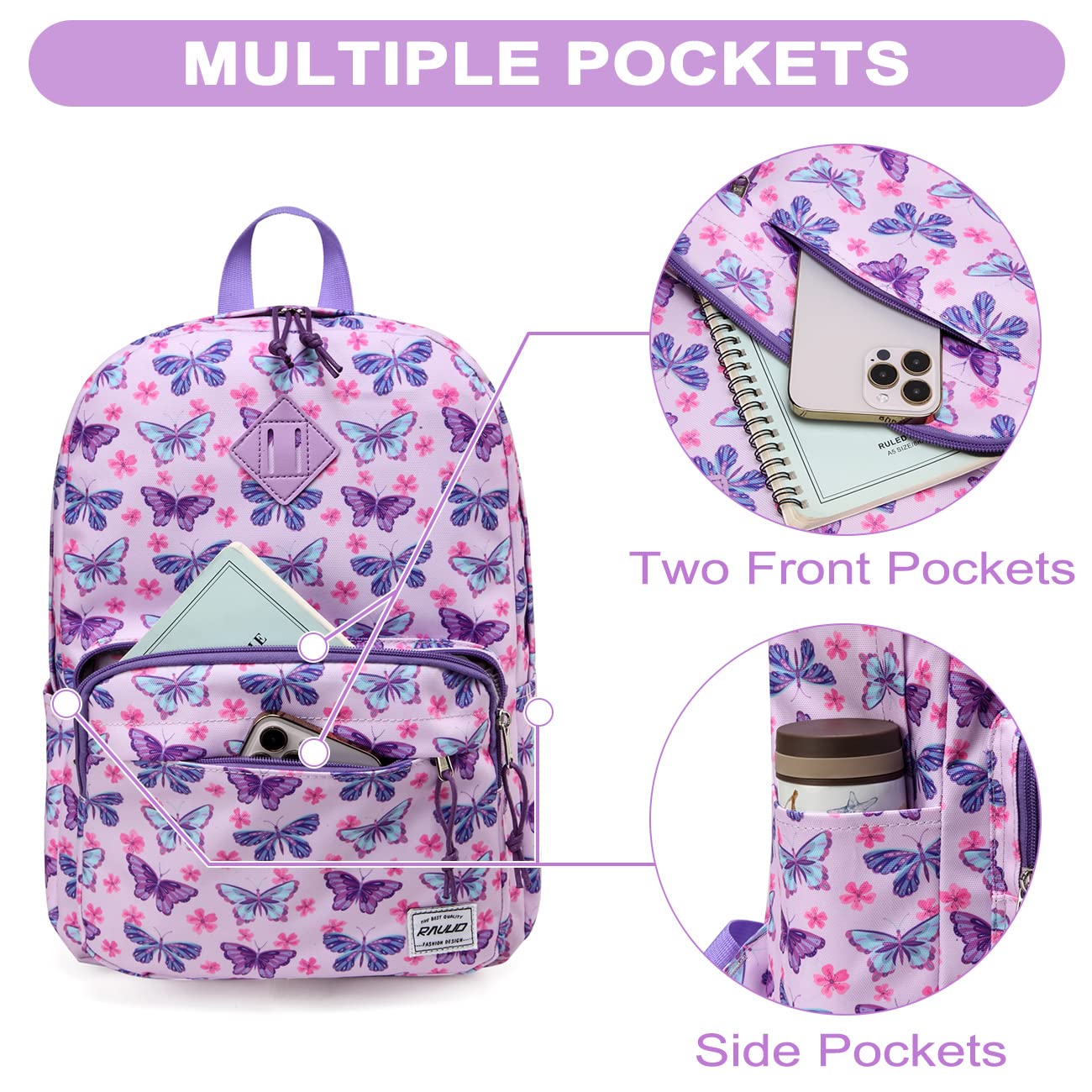 RAVUO Mochila Escolar Adolescente, Casual Mochila para Hombre y Mujer Impermeable Mochila Instituto Ligera Mochila para Universidad Viaje