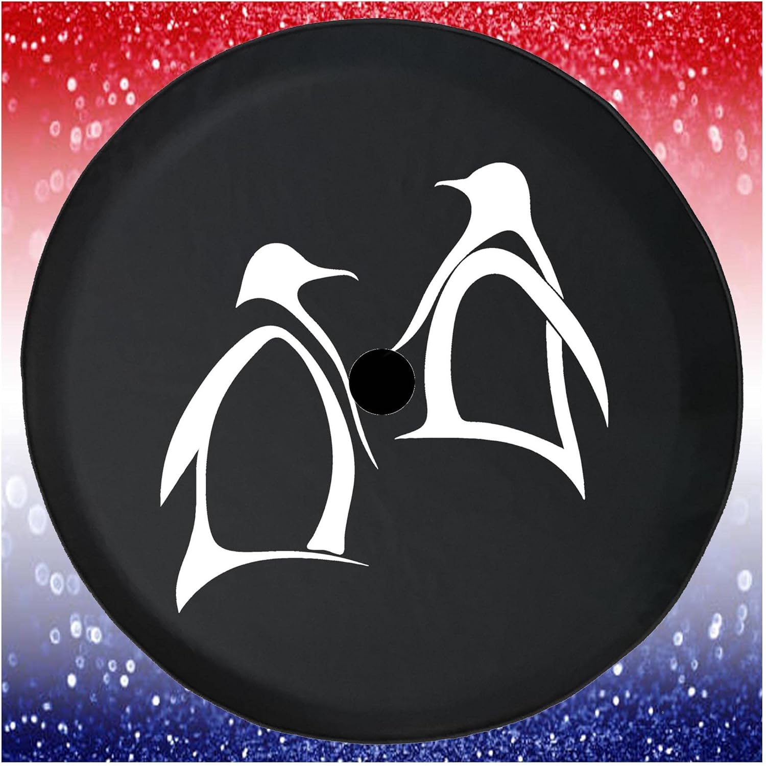 JL Spare Tire Covers - Penguins Arctic Black 32 to 33 Inch with Backup Camera Hole
