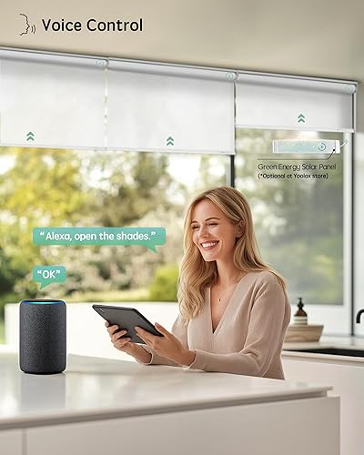 Miniatura 34 de Yoolax Persianas motorizadas con control remoto, persianas inteligentes opacas para ventanas, persianas enrollables motorizadas, persianas Tela