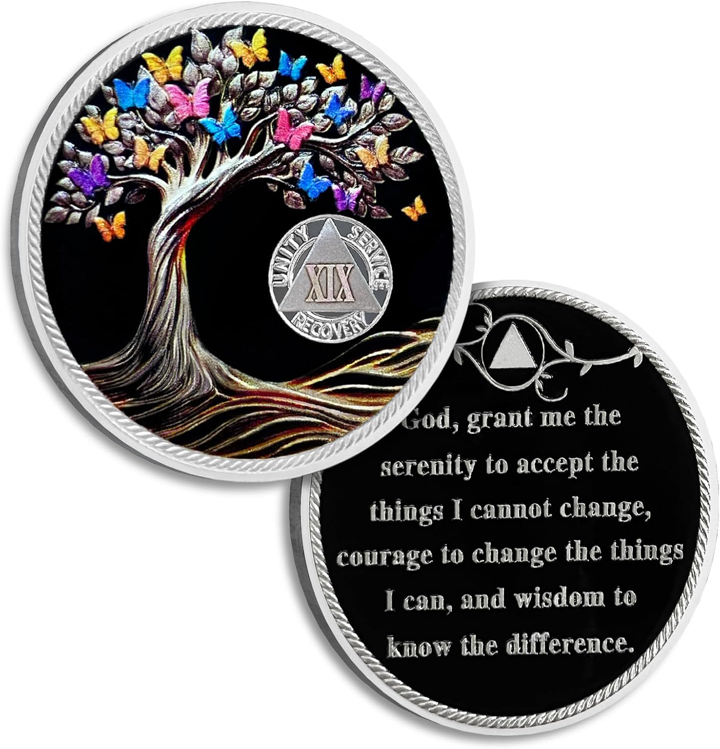 5 Years Sobriety Coin Butterfly Tree of Life AA Chips and Medallions Sobriety Recovery Chip Sober Token Sobriety Gifts for Men Women Celebrating Alcoholics Anonymous Recovery