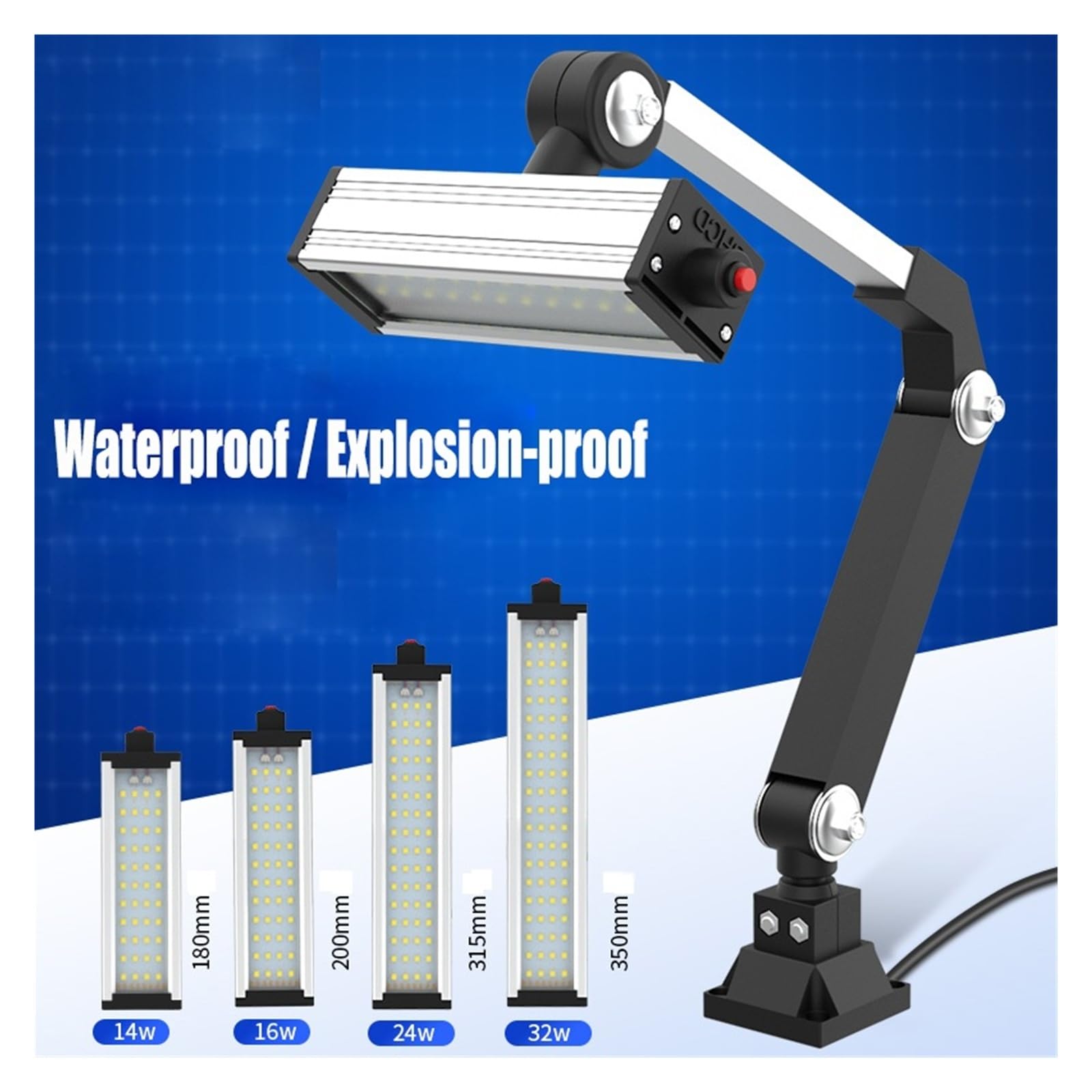 Luce di lavoro a LED for macchine utensili, impermeabile, 24 V, 36 V, universale, for tornio industriale, trapano, luce 220 V per macchine utensili da tornio(24w 220v)