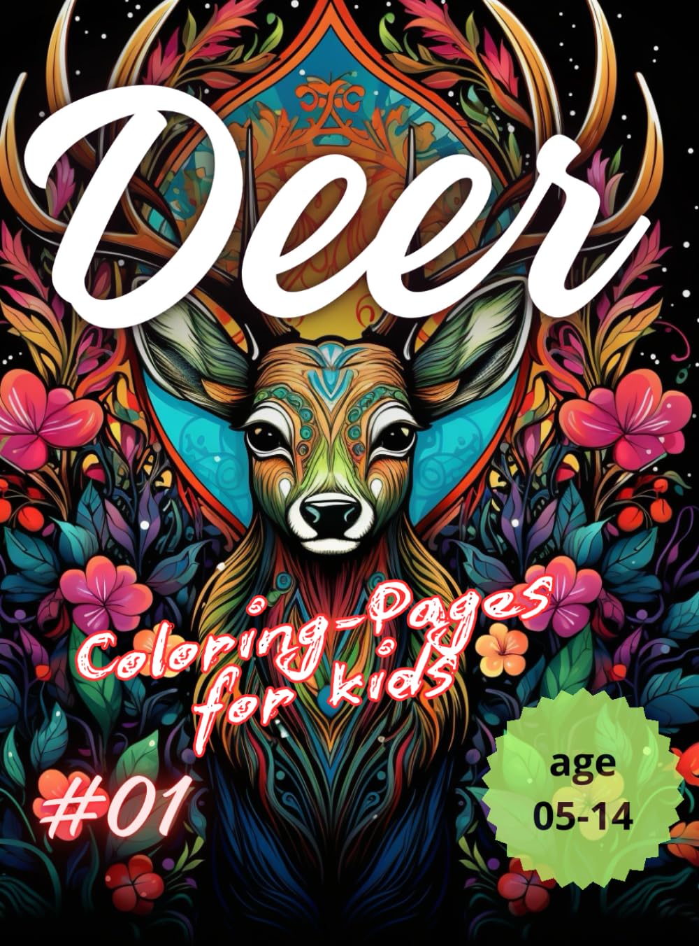 Deer-Design: Coloring-Book-For-Kids
