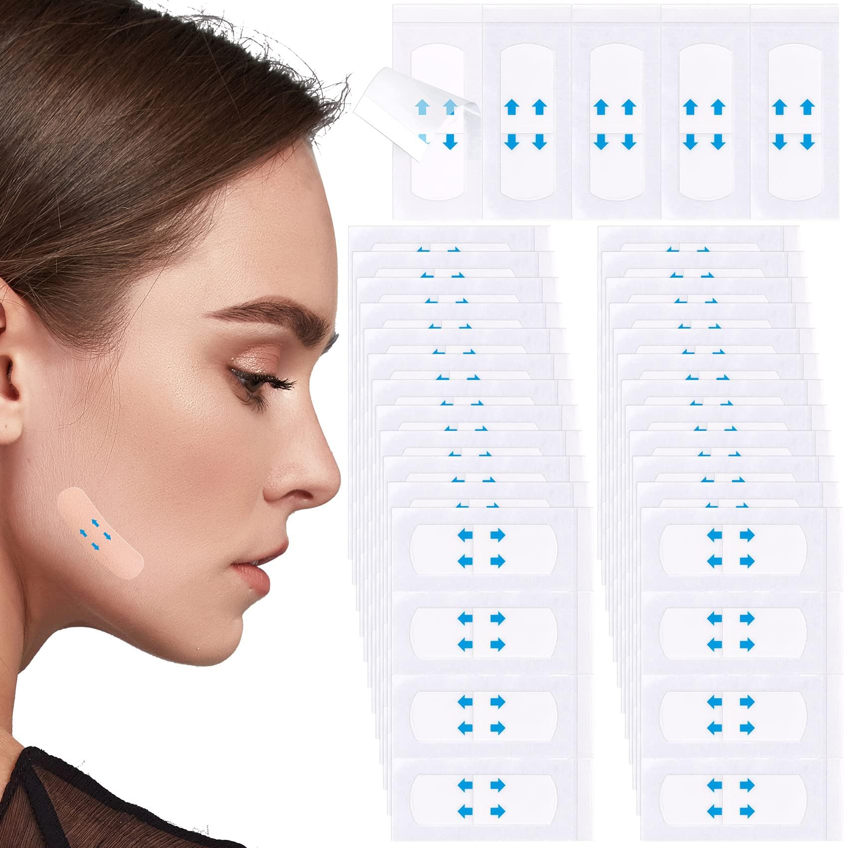 PAGOW 160PCS Face Tape Invisible Quick Adhesive Bands Waterproof Ultra thin Makeup Strip for Neck Eye Breathable Hypoallergenic Double Chin Jowls Wrinkles Saggy Skin