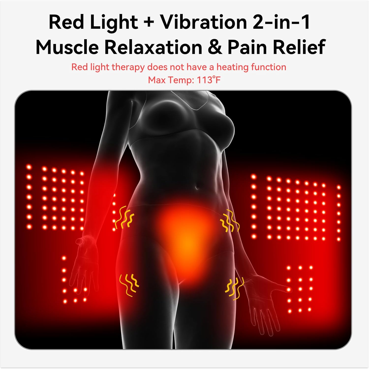Heating Pad for Period Cramps,162 LEDs Light Therapy Massage Pad for Supporting Prostate Health and Relieving Perineal Discomfort,3 Light and Vibration Models Wearable Heating Pad Gifts for Family
