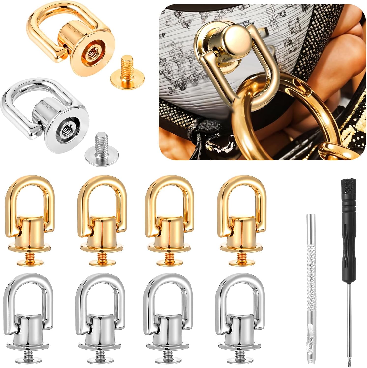 Amazon.com: Hpmjz 8 Pcs D Rings for Purse Crossbody Conversion Kit 360 ...