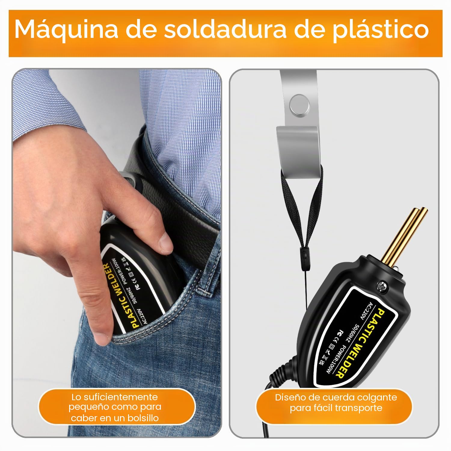 Máquina de soldadura de plástico de 100 W, kit de reparación de parachoques de coche, grapadora de calor con 200 clavos de soldadura, plana/esquina exterior/esquina interior/hebillas