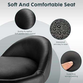Swivel Rolling Stool with Wheels Height Adjustable Stool Chair Drafting Chair with Backrest Stable Base Foot