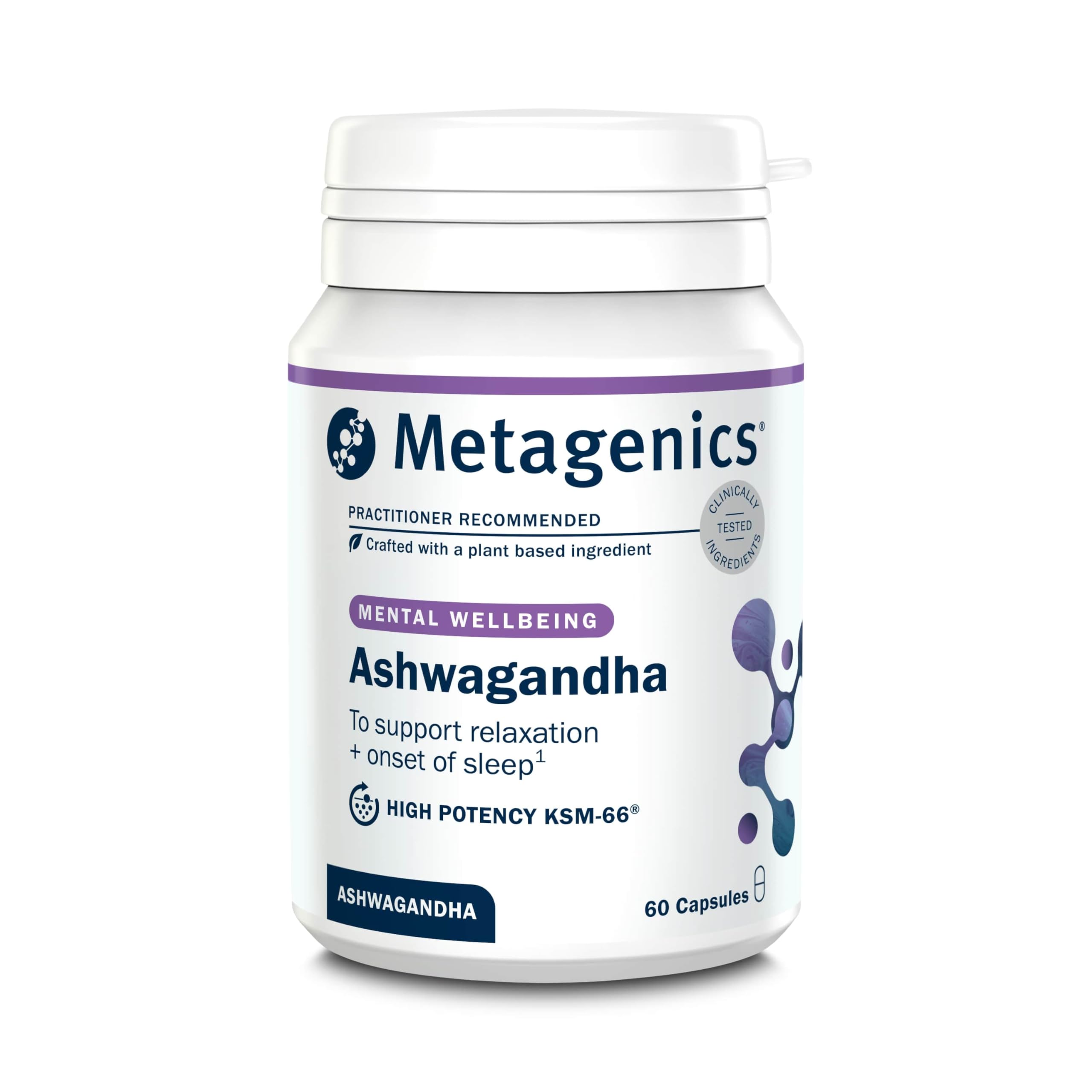 Metagenics Ashwagandha 500mg - Supports Mental Clarity and Hormone Balance - High-Strength Supplement - 60 Capsules
