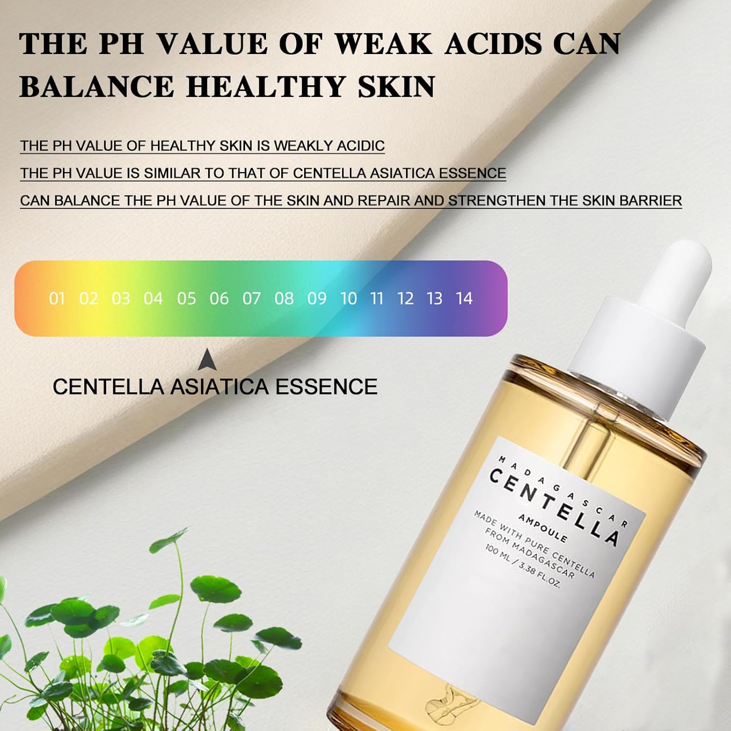 AsyinXson Sérum Visage Essence Centella Asiatica 100 % Extrait Pur, Hydratant, Apaisant, Anti-Âge, Grande Contenance 100 ml - Description