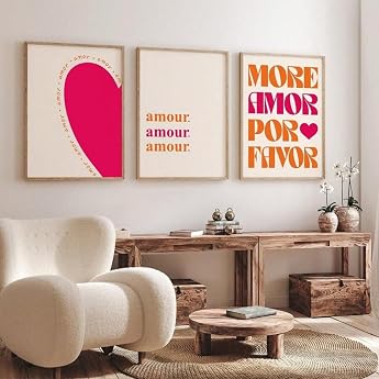 Xiyocadt Set of 3 Pink Poster Set Aesthetic Inspirational Quotes Canvas Pictures Modern Aesthetic Wall Pictures for Living Room Bedroom Decoration Without Frame 50 x 70 cm