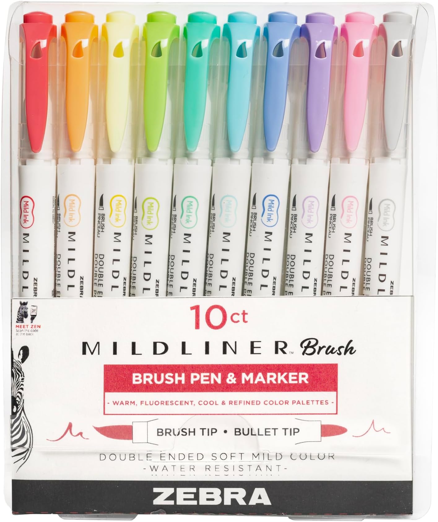 Zebra Pen MILDLINER Dual Tip Brush Pens, Felt Tip Pens For Adults