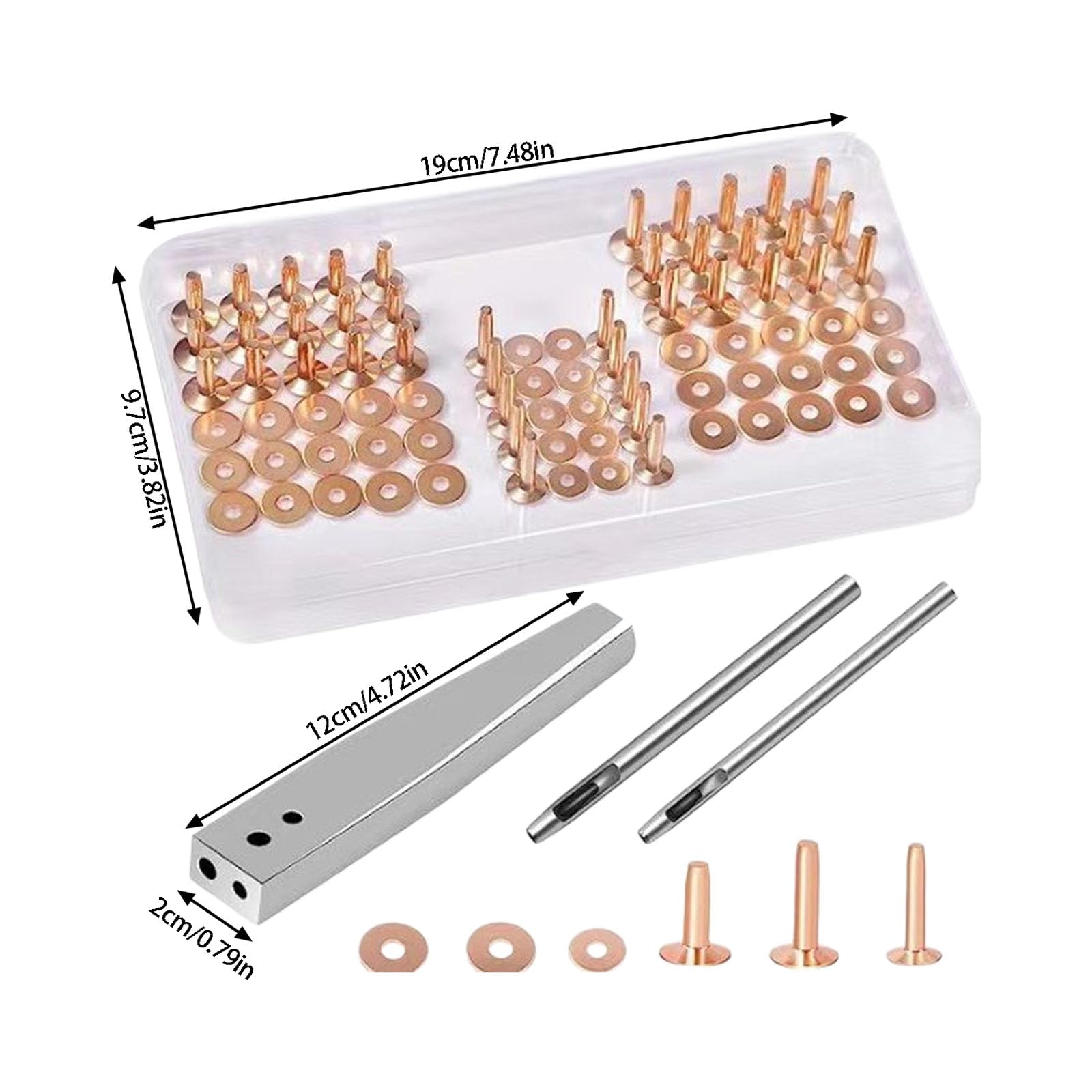 Ensemble de rivets rivets en métal robustes avec perforateur outil d ' installation pour l ' artisanat du cuir ceinture portefeuille équipement professionnel d ' artisanat du cuirbronze ensemble