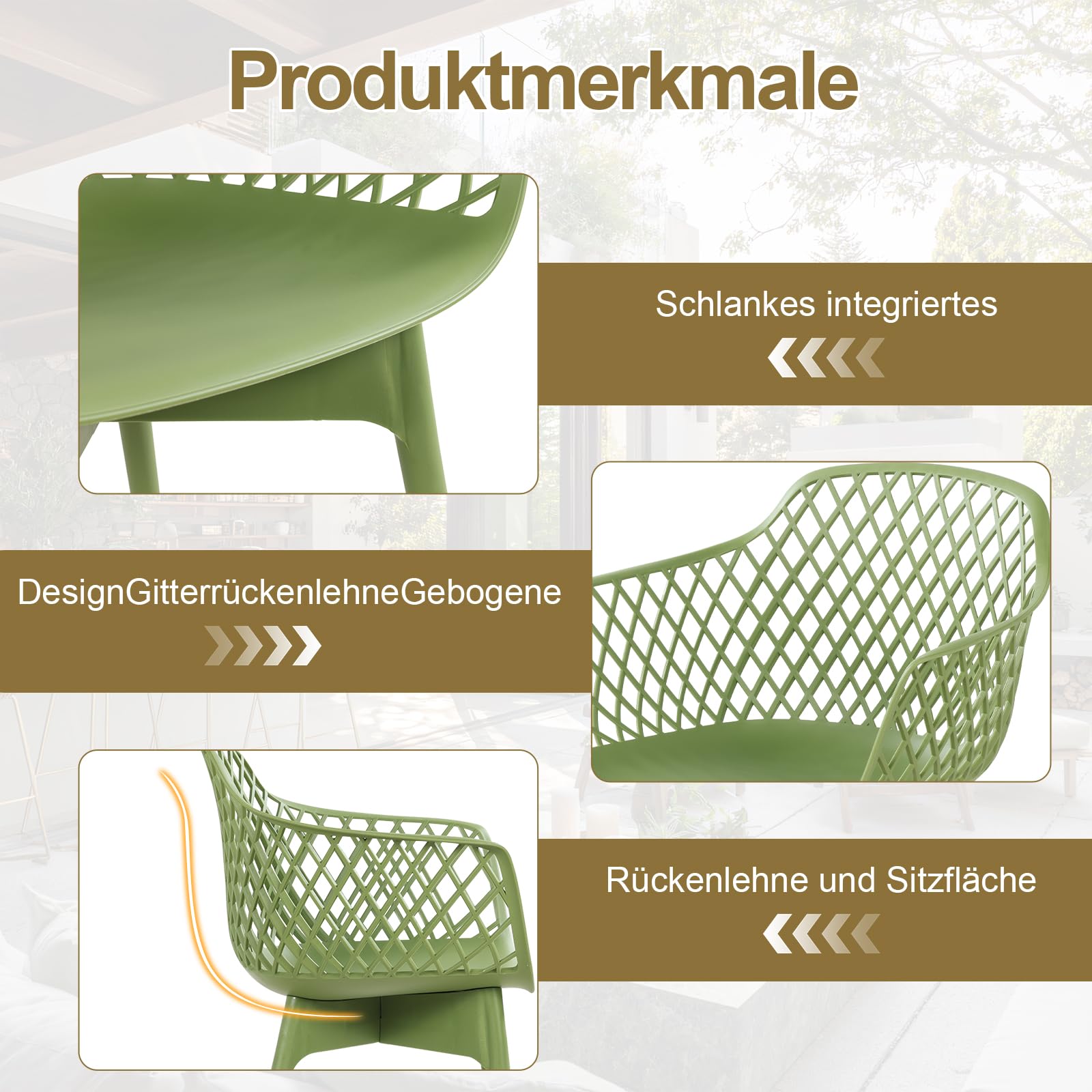 COWVIE Moderne Esszimmerstühle Set aus 2, Grün