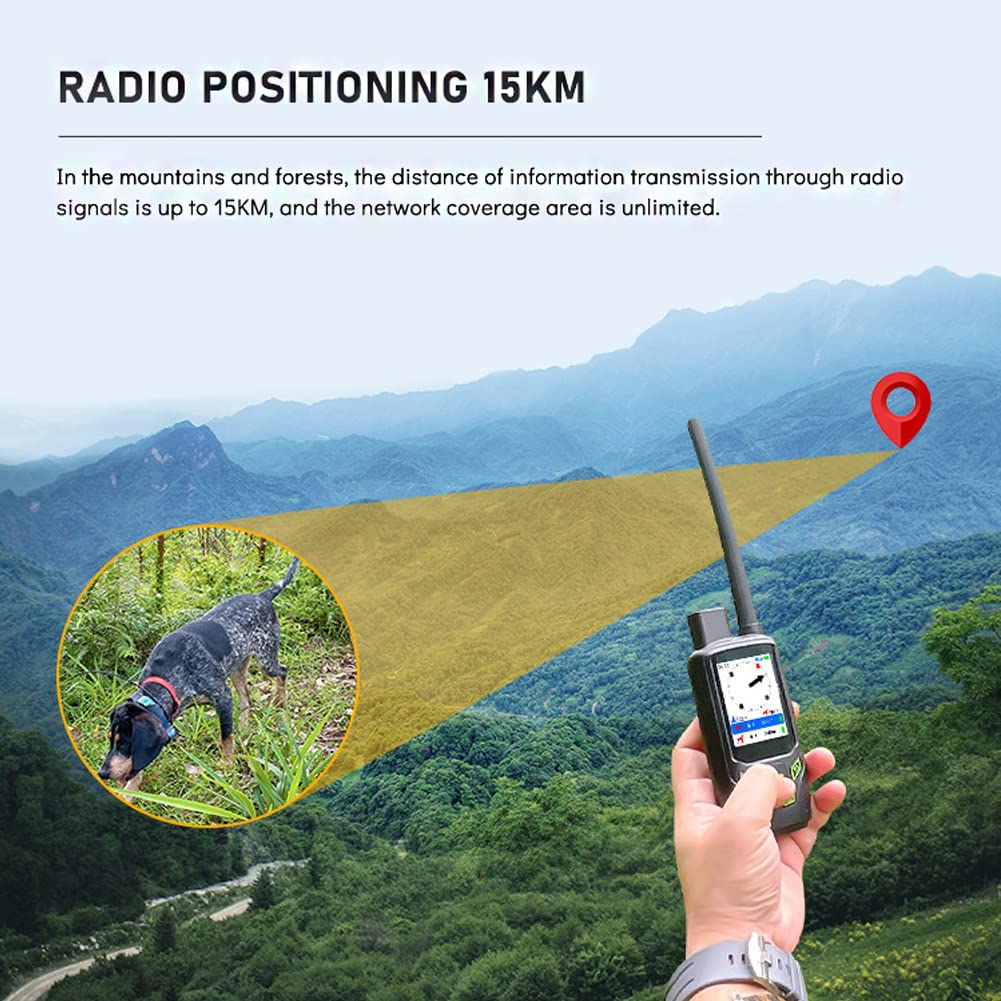 Localizzatore GPS per cani, trasmissione radio da 15 km, frequenza di aggiornamento 2,5 s, standby 35 ore, ideale per gli appassionati di caccia e avventure all'aria aperta