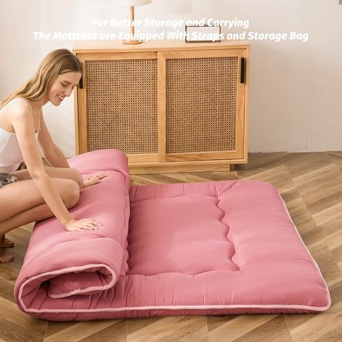 Miniatura 466 de Colchón futón japonés de piso gris constelación, de piso tatami, portátil, para acampar, para niños, sofá cama plegable enrollable con protector de