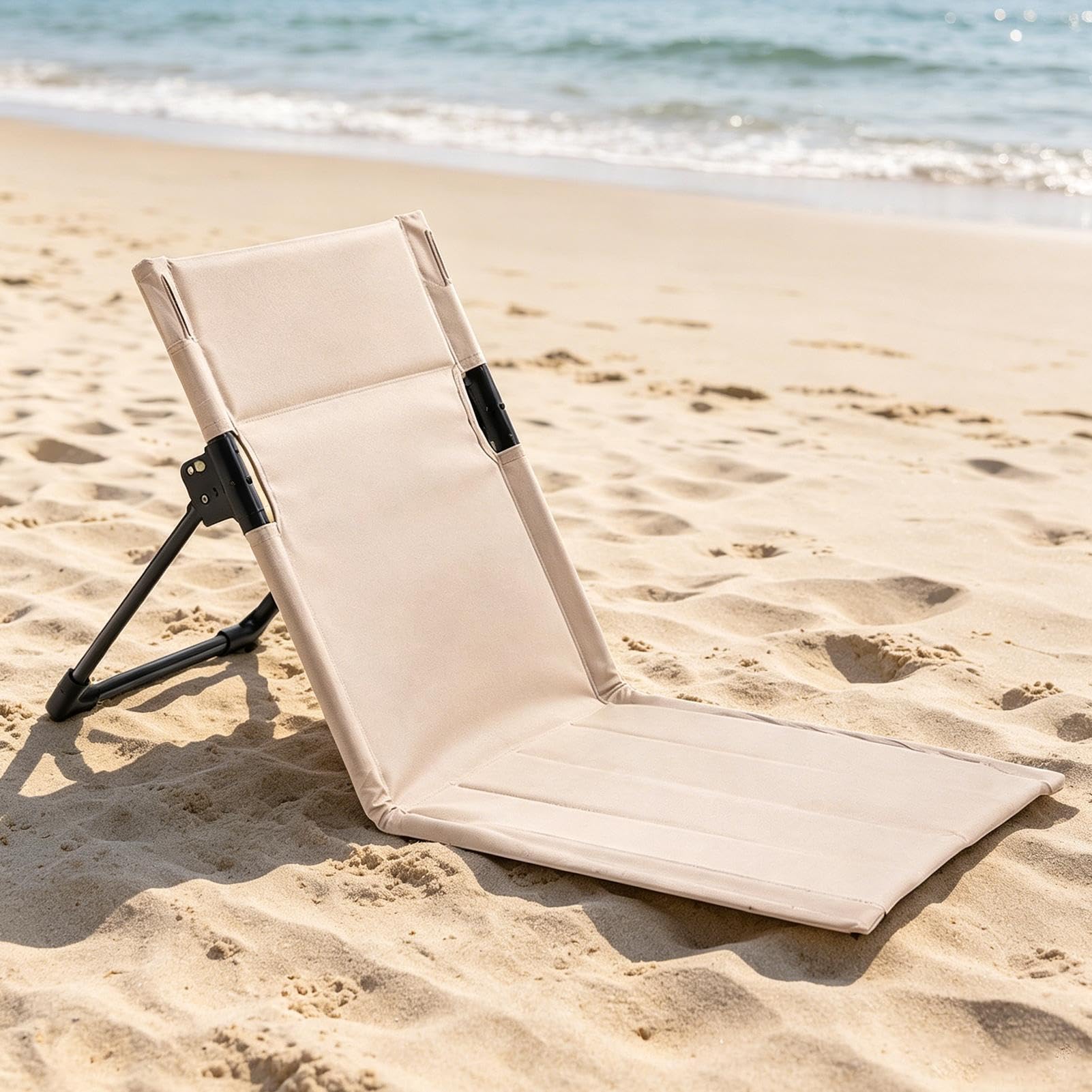 Plażowy Leżak z Oparciem Na Świeżym Powietrzu Kempingowa Leżanka