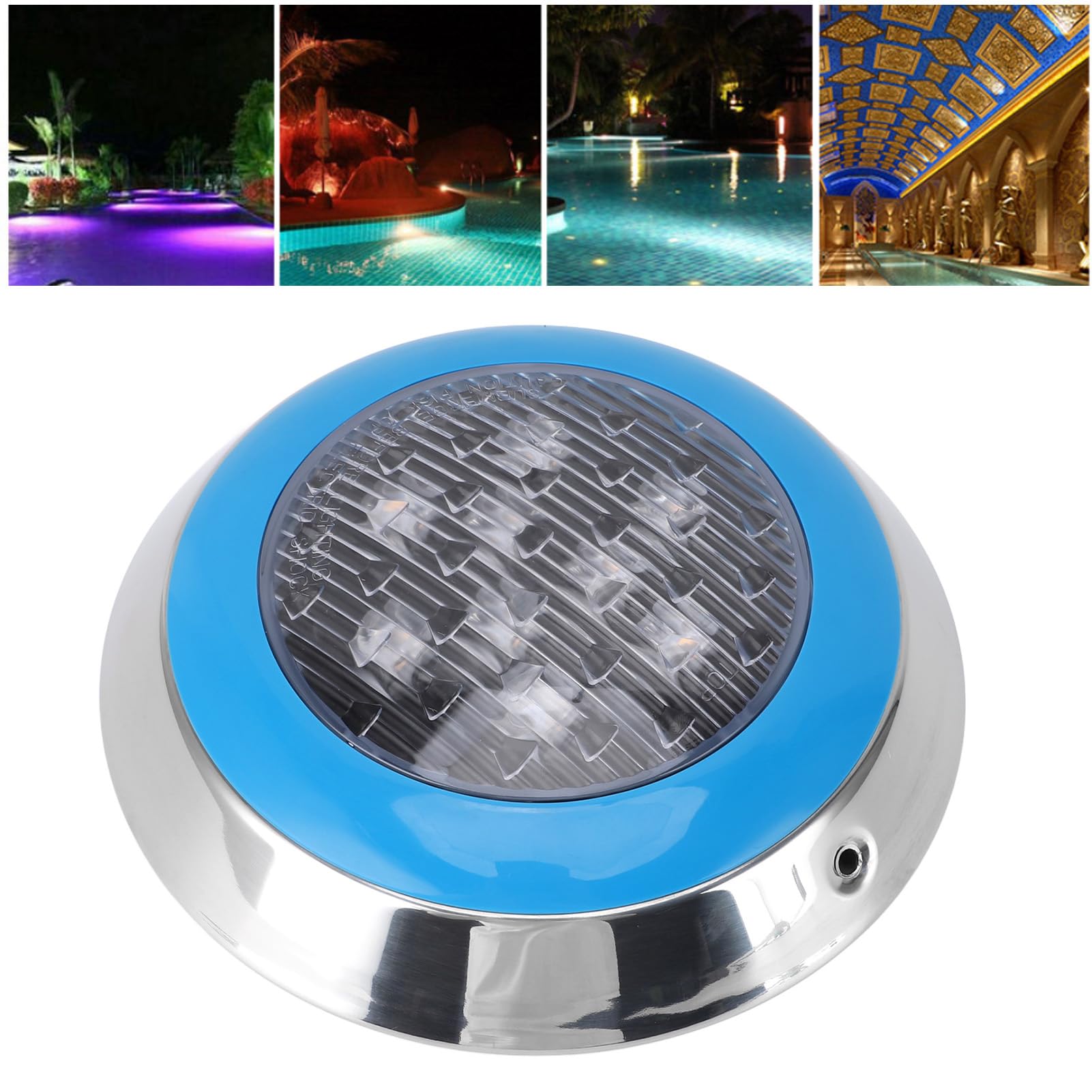 Aramox An der Wand Montierte Poolleuchte, ABS-LED-Unterwasser-Schwimmbadleuchte 24 V 6000 K weiß, wasserdichte Eingebettete Lampe für Pool, Teich, Brunnen, Villa, Innenhof (9W)