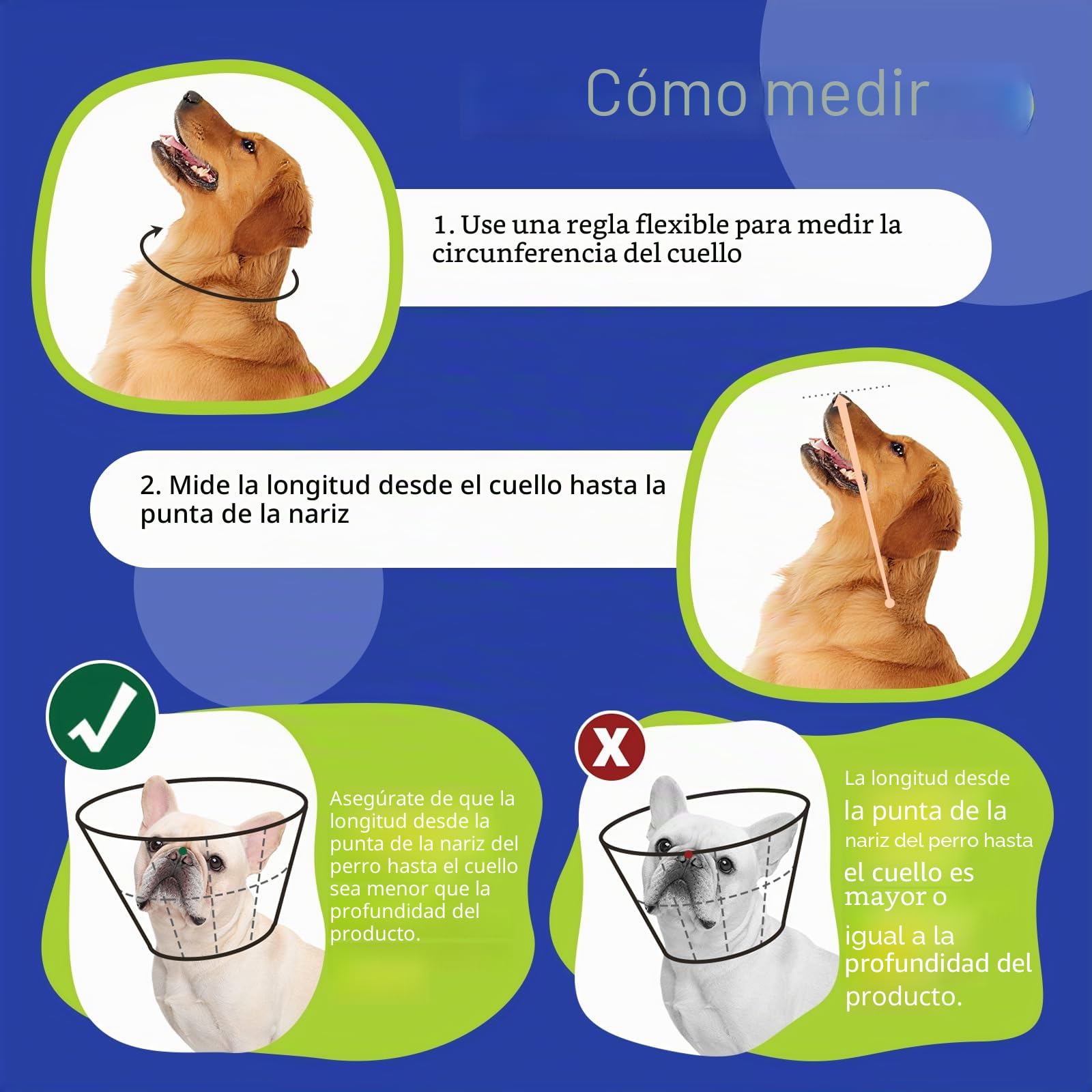 Kuoser Collarín para perro, cómodo protector contra fugas, medidas de protección, collar de perro ajustable, protección contra fugas para perros, prevención de mordeduras y heridas por lamer | Cómodo collar para perro con cierre de , ajustable, protege de