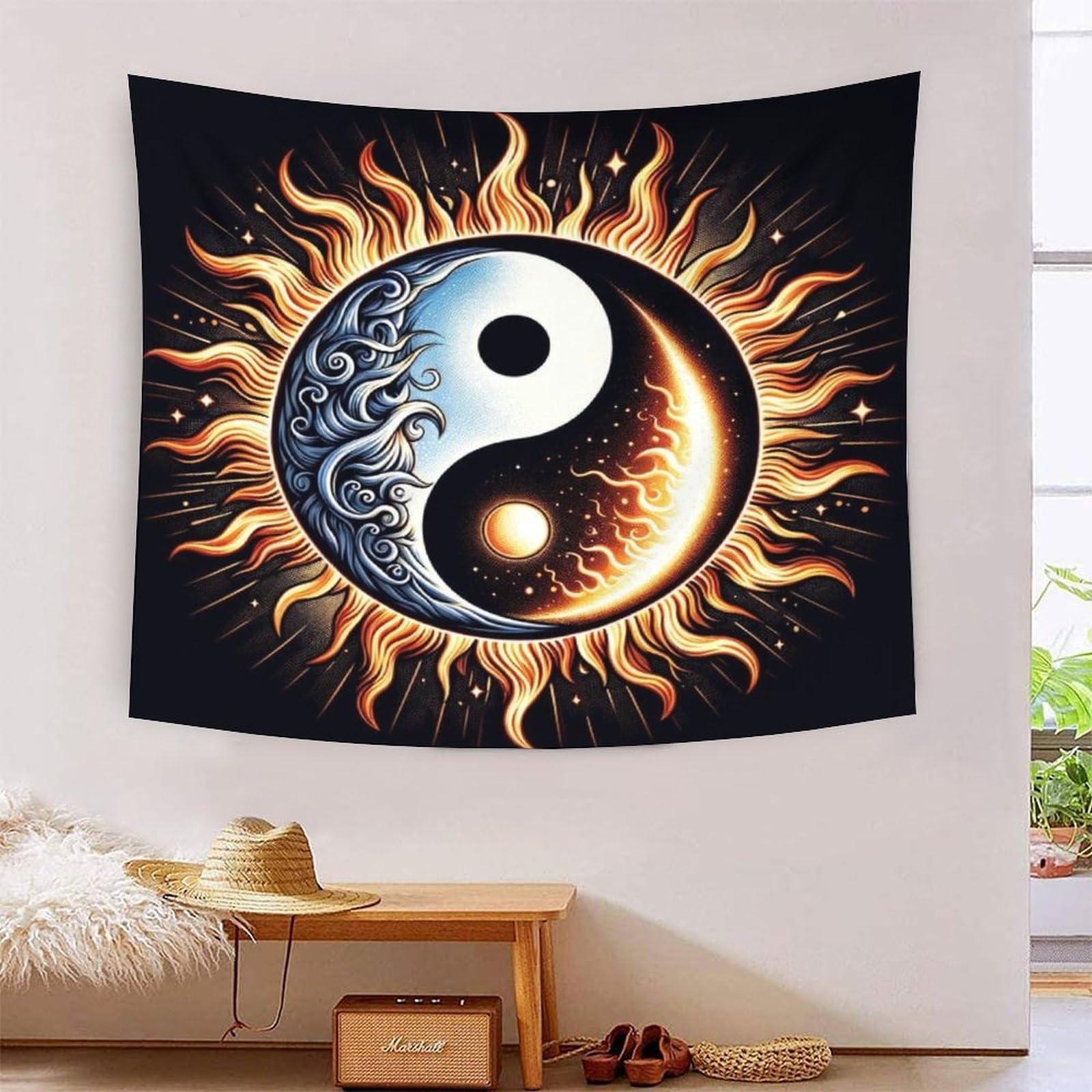 YTPONBCSTUG Yin And Yang Wall Hanging Tapestry Cartoon Colourful Wall Towel Polyester Throw Picnic Rugs Living Room Tapestry 100cmx150cm