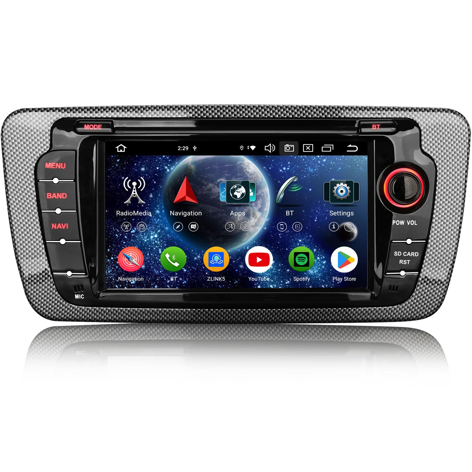 Radio Coche Android 16 para Seat Ibiza 6J 2009-2013 Pantalla Táctil Carplay | 4GB+64GB Inalámbrico Android Auto DSP Bluetooth WiFi GPS Navegador 4G SWC