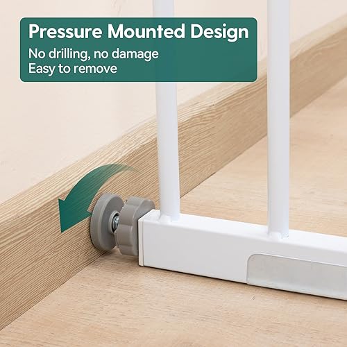 Miniatura 7 de Babelio Puerta de bebé para puertas y escaleras, puerta de 26 a 40 pulgadas con cierre automático para perros y cachorros, fácil de instalar