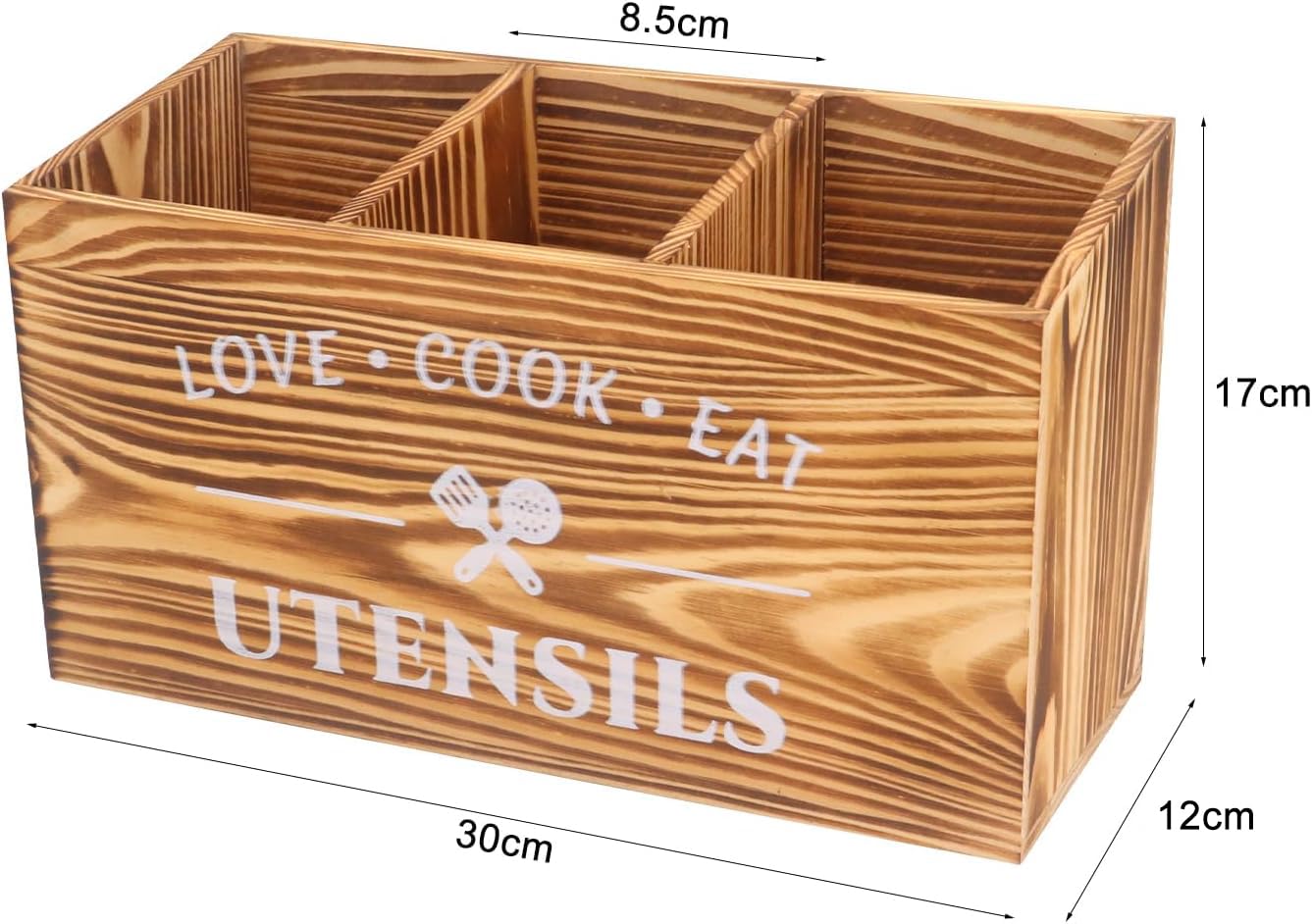 küchenutensilienhalter, Holz kochlöffelhalter, Kitchen Organizer,Utensilien-Organizer für Arbeitsplatte,Küchengeschirr Rack mit Drei Fächern,Kochwerkzeuge für Bauernhäuser für Arbeitsplatten organizer