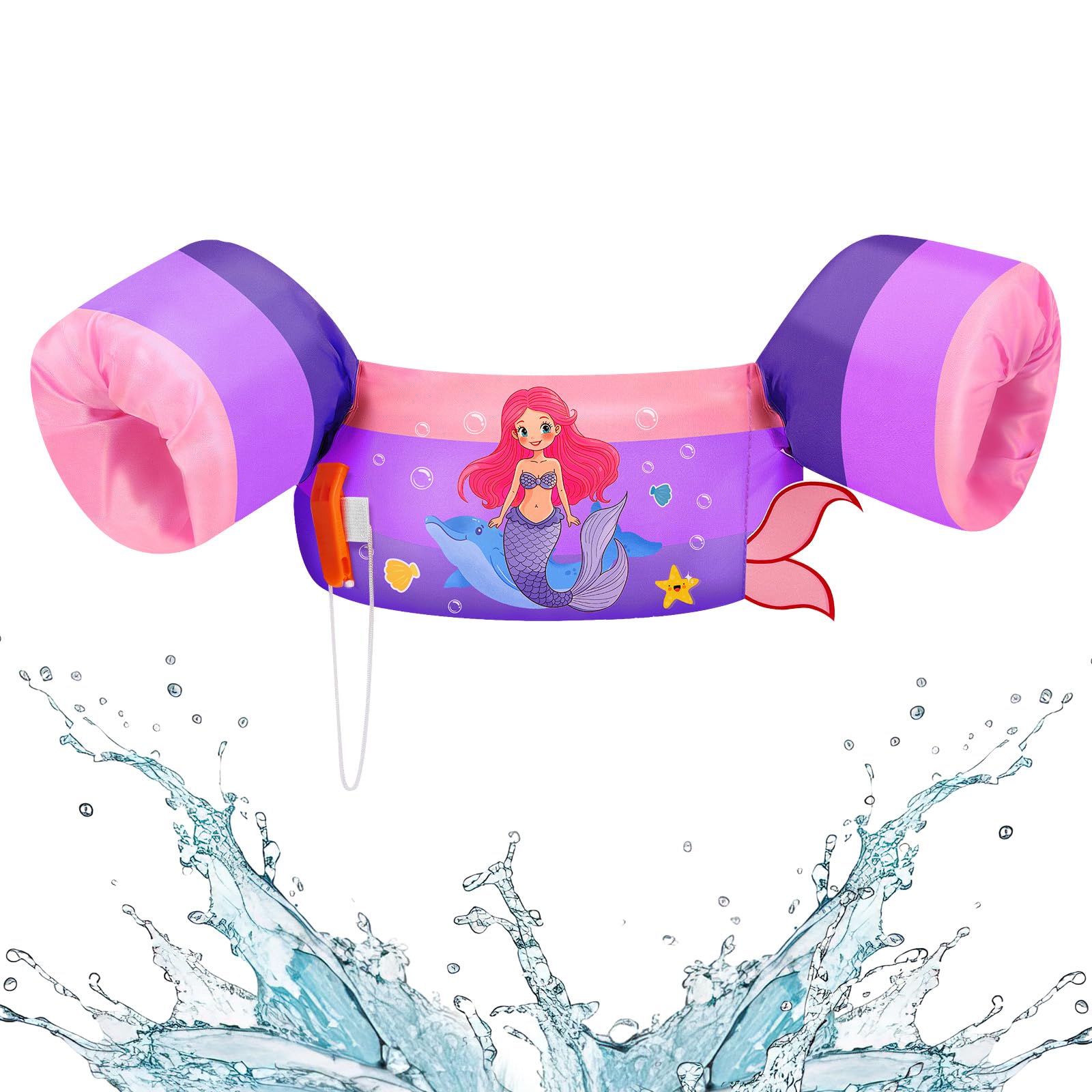 HeySplash Kinder Schwimmflügel, Schwimm Weste für 9-22/15-30 kg Kinder, Kinder Pool Schwimmwesten mit Pfeife, Verstellbare Träger, Doppelschnalle, Schwimmtrainer, Schwimmen Lernen