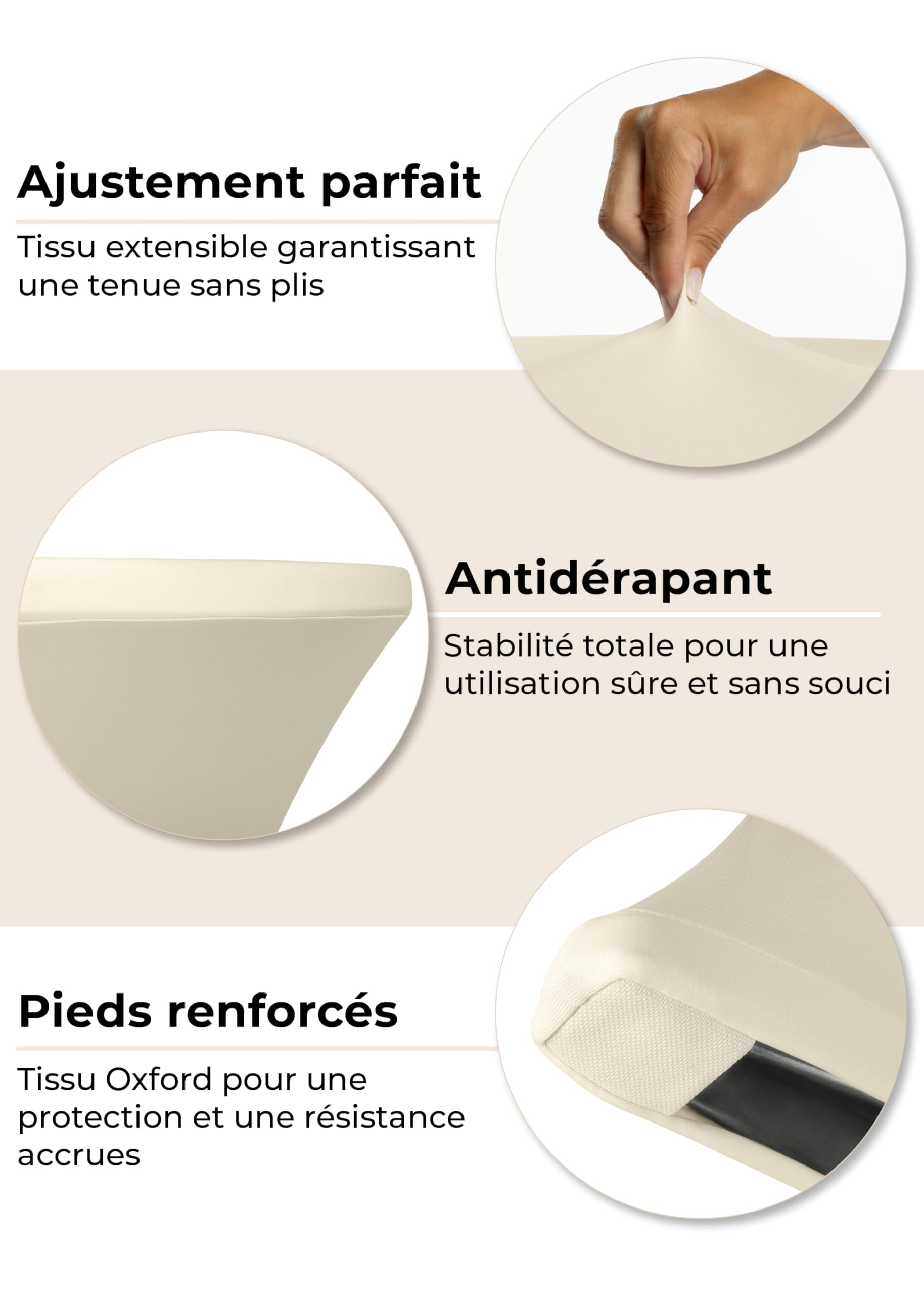 Gräfenstayn® Diana Lot de 2 Housses pour Mange-debou Table Haute de Bistro - Multiples Couleurs et Tailles pour Un diamètre de Table de Ø 60 cm • Ø 70 cm • Ø 80 cm (Crème, Ø 80)