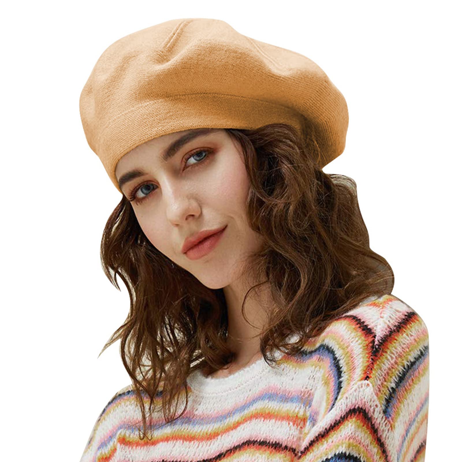 Sumolux Womens Wool Beret Cap Knitted Beanie Hat French Autumn Winter Hat for Ladies