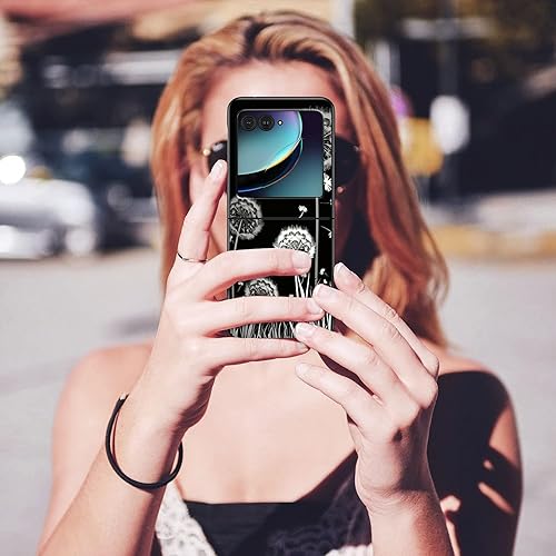 Vista 65 de Funda para Motorola Moto Razr Plus 2023 con protección de pantalla, cubierta trasera de policarbonato duro delgada y ultrafina con patrón de estante
