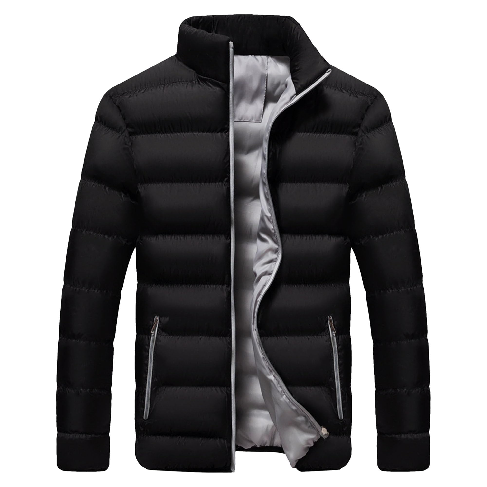 Maiyifu-GJ Mens Winter Down Coats Lightweight Warm Waterproof Thicken Jacket Winter Hiking Outerwear Black Grey 3X-Large
