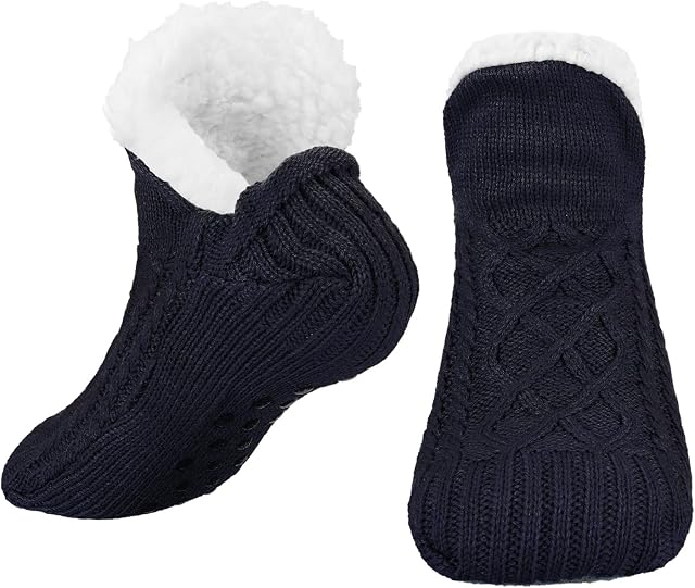Bestomrogh Women Slipper Socks, Fluffy And Warm Fleece Lined Anti Slip Socks Home Bed Socks Girls Warm Socks Floor Socks for Women Soft Thick Christmas Sock