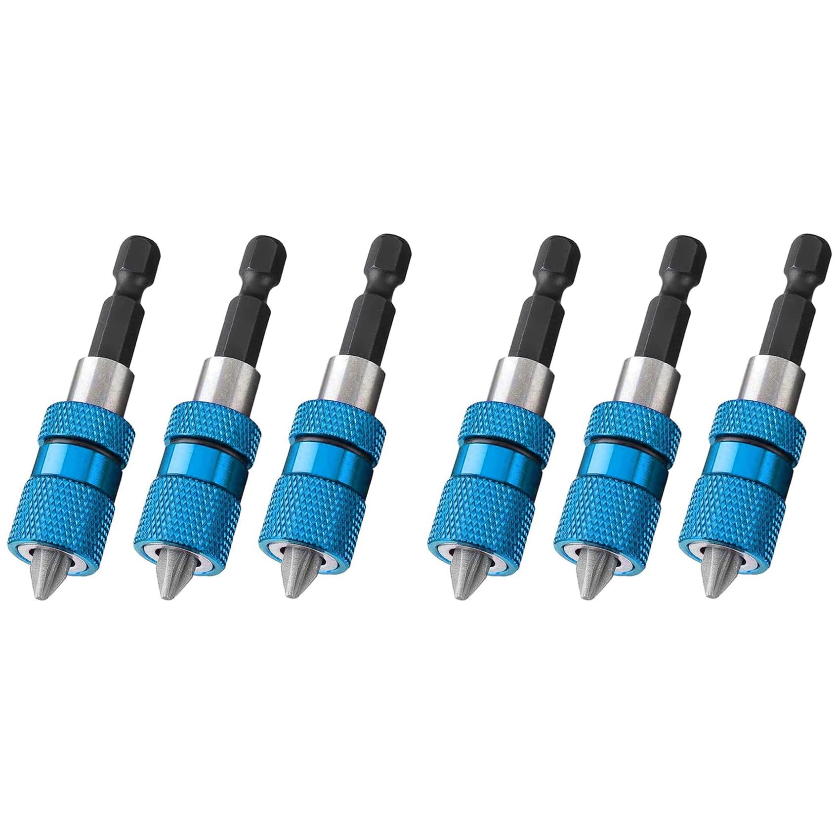 Jnchdghwa Blue 6Pcs 60Mm Drywall Bits Setter Magnetic Bit Holder 1/4 Inch Hex Shank Driver Bits Adjustable Depth Holder