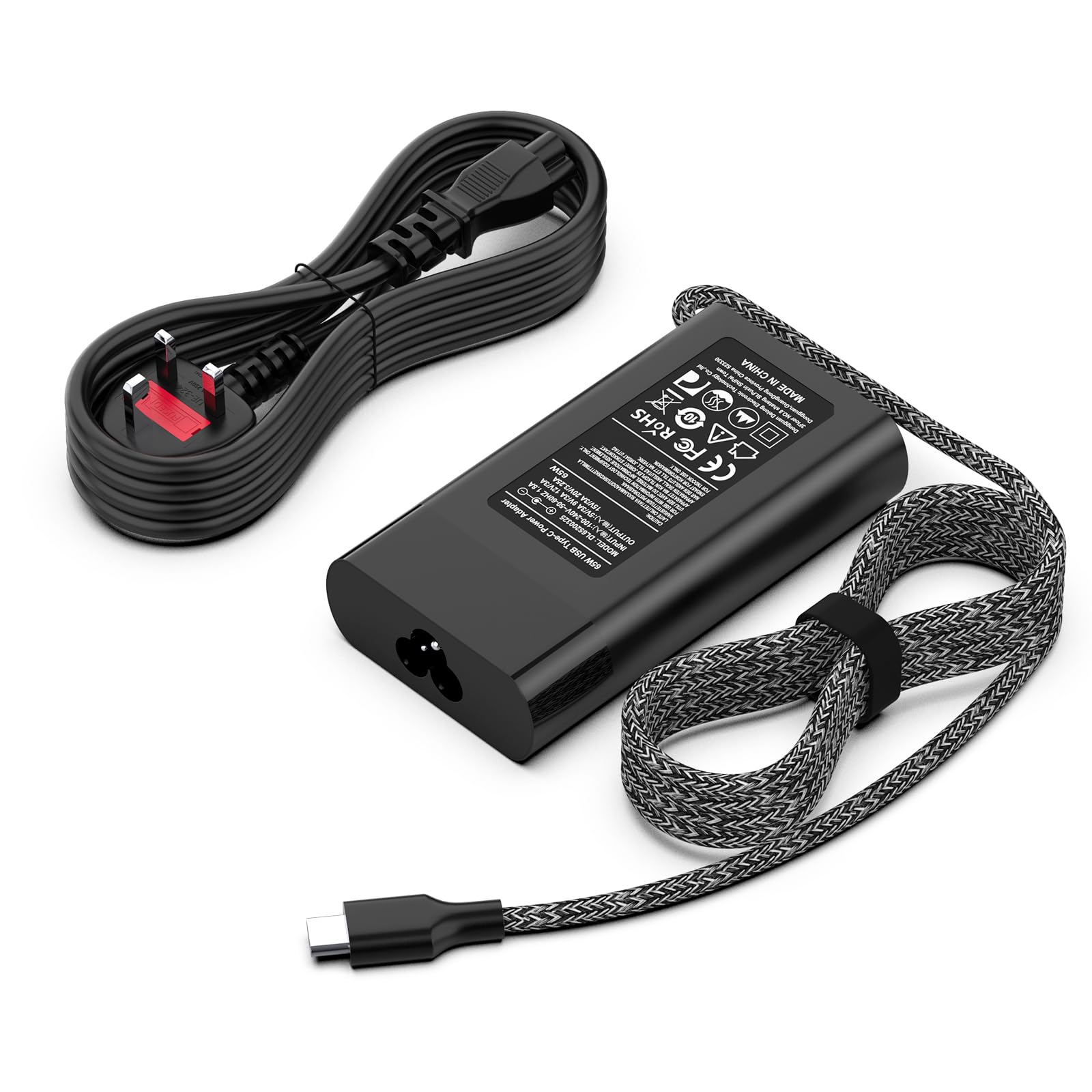 65W 19V 3.42A Power Adapter for HP Pavilion Monitors, Compatible with 24f 24fw 24fh 24ea 24es 24er 22f 22fw 27f 27fw 24mh 27mh 22cwa 22xw 27xw 25xw, 5.5x2.5mm Yellow Right-Angle Plug, UK Plug — view 11