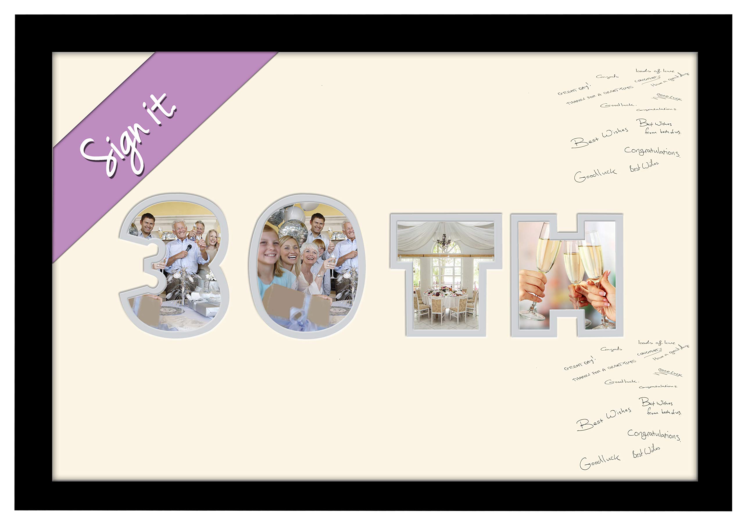 Photos In A Word Black Finish Frame 30Th Birthday Pearl Wedding Anniversary Personalised Guest Book Signing Signature Autograph Photo Frame To Sign Gift Present (Black Finish Frame)