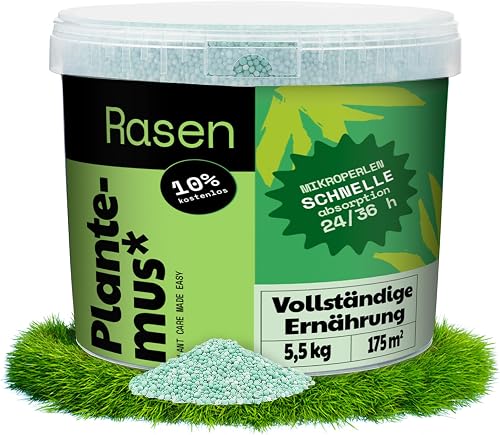 PLANTEMUS Premium Rasendünger mit Langzeitwirkung für 175 m² | NPK 12-11-18 | Gr