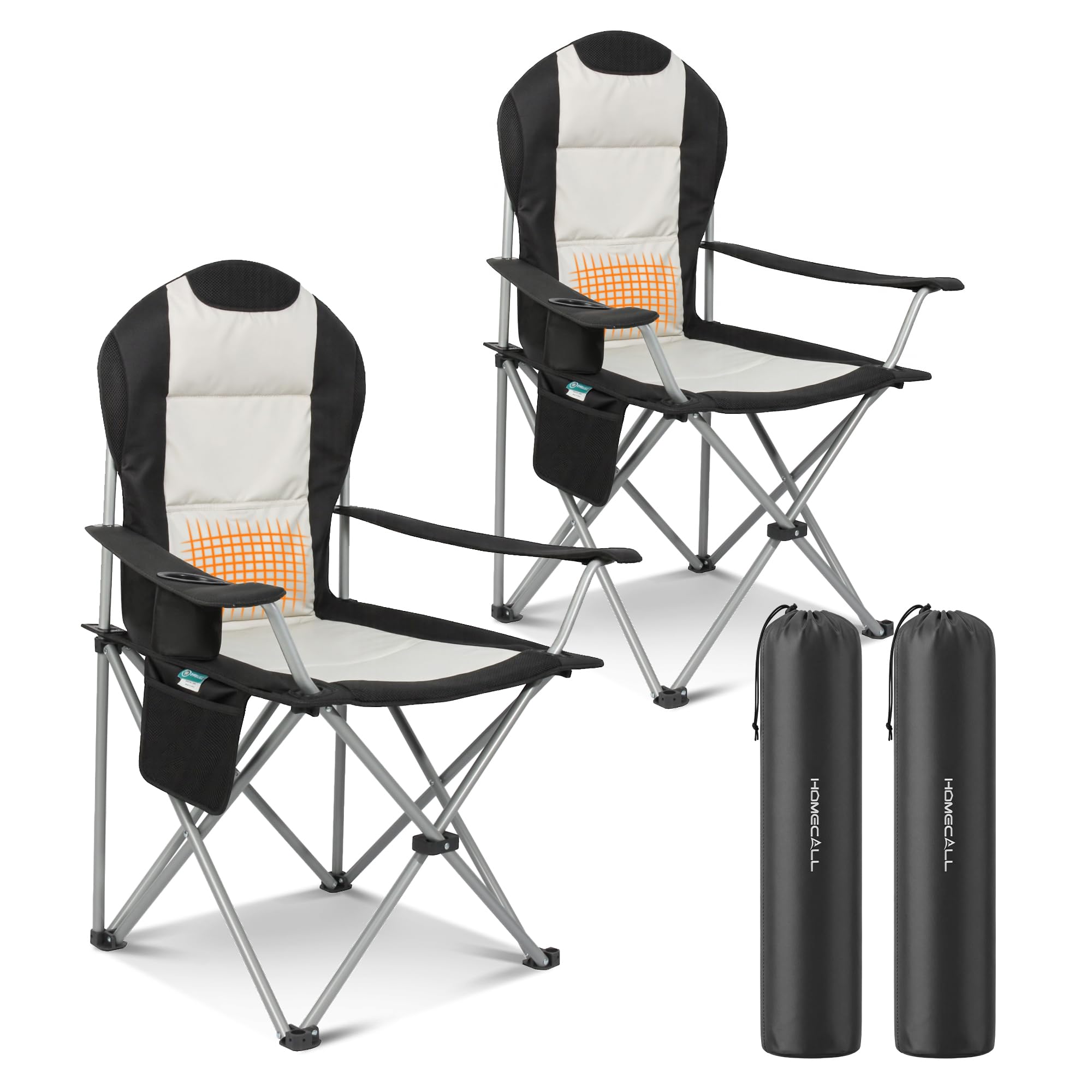 Homecall Campingstuhl Faltbar 150kg Belastbar Campingstuhl Hochlehner 108cm mit Lendenwirbelstütze, Gepolstert Klappstuhl Camping Stuhl Angelstuhl Faltbar für Garten Picknick
