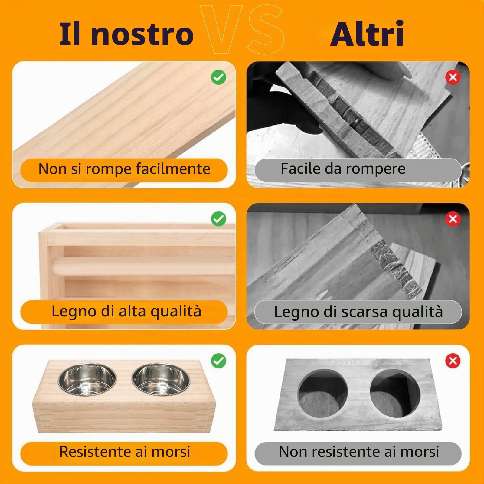 Distributore di alimenti tre in uno in legno per conigli, dispenser per fieno, con ciotole, accessori per gabbie, casseruola, porcellini d'India, alimentatore per topi