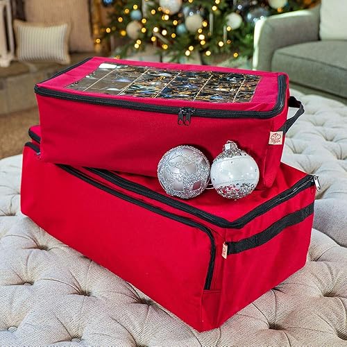 Miniatura 6 de [Caja para guardar adornos navideños con divisores] (Capacidad para 48 adornos de hasta 3.0 pulgadas de diámetro), bandejas desmontables sin ácidos