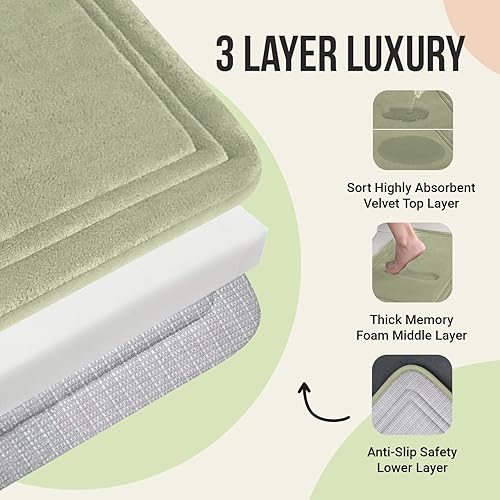 Miniatura 3 de ITSOFT Alfombra de Baño de Espuma Viscoelástica 24x16 pulgadas, Antideslizante, Lavable a Máquina, Alfombras de Secado Rápido y Absorbente,