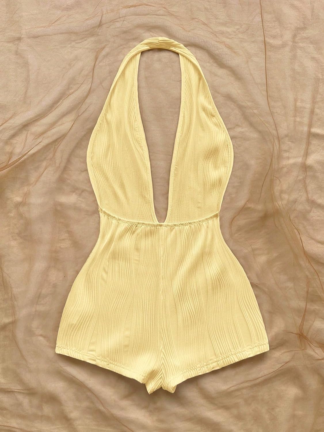 Rompers for Women Summer 2026 Knit Deep V Neck Backless Sexy Fit Romper