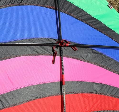 Miniatura 5 de Cometa triangular colorida de 110 x 55 pulgadas con cola giratoria, cometa grande geométrica delta para adultos, deportes al aire libre, fácil de