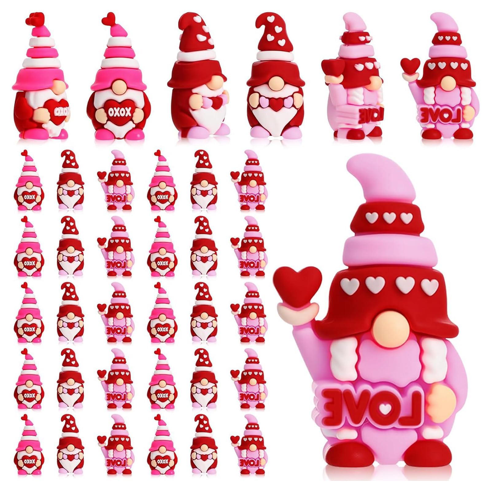 HUANGING PVC Miniature Gnomes Figures Valentine Theme Heart Shaped Decoration Handcrafted Romantics Present Unique Gift Love Gift