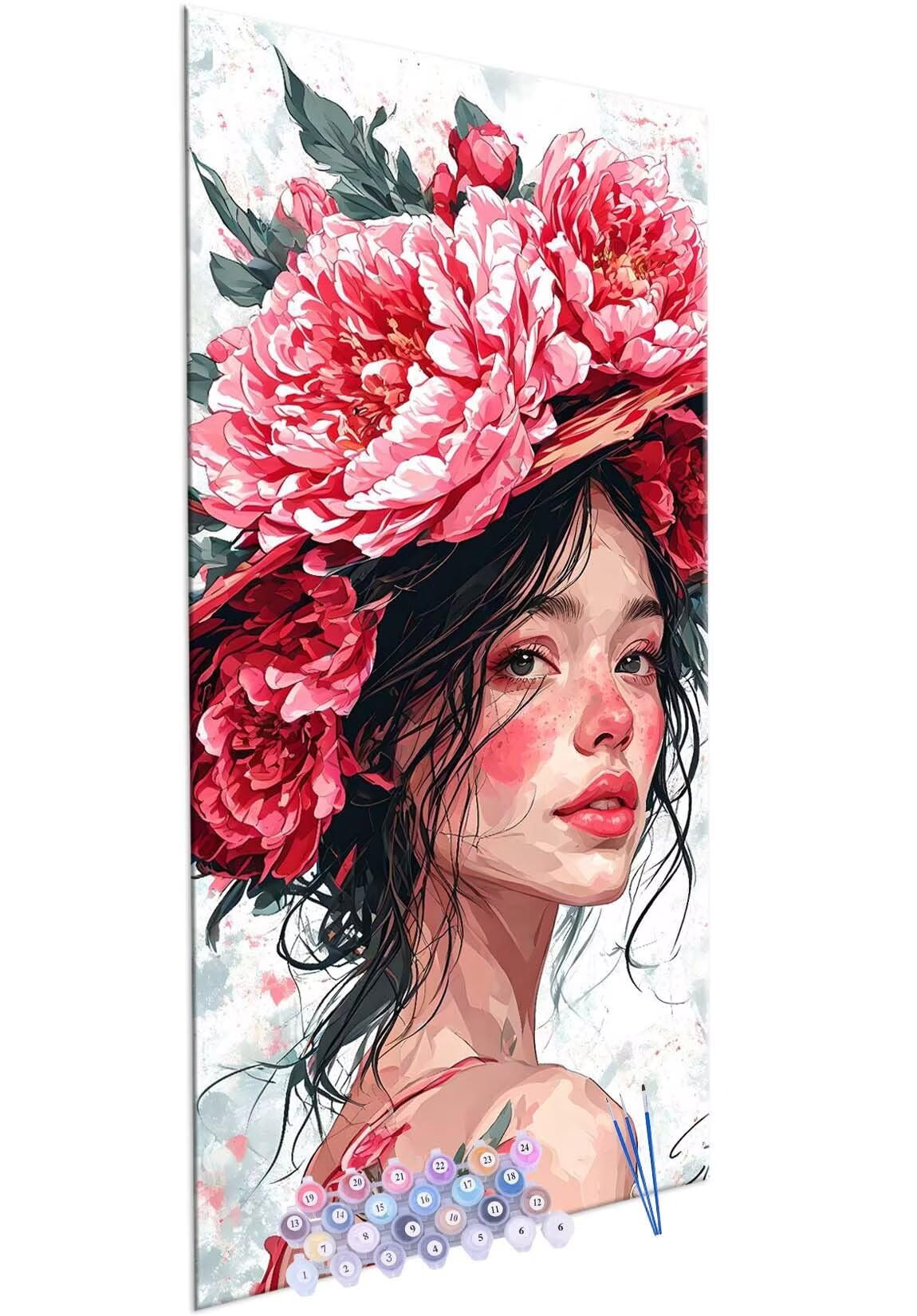 Pintura por Números para Adultos, 90x180cm Acrílica Pintura por Números para Niños Adultos Principiantes Pintura con 3 Pinceles Acuarela Mujeres flores Paint by Number Niños Decoración del hogar R801