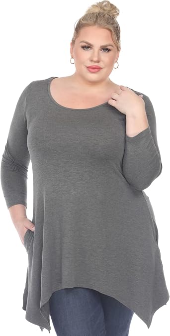 white mark Womens Makayla Tunic Top with Shark Bite Hemline & Pockets